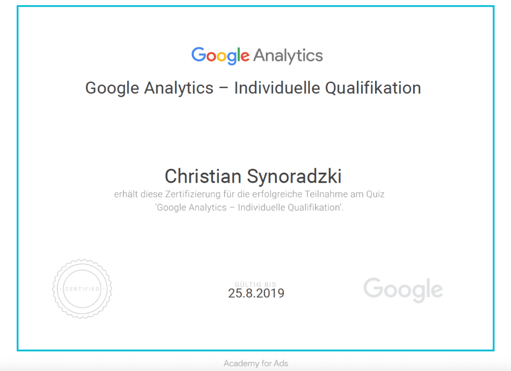 Analytics Zertifikat