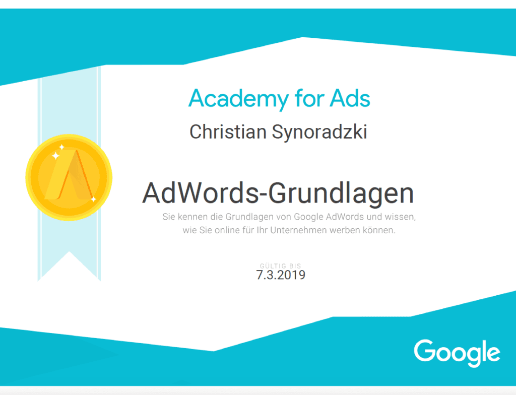 Adwords Grundlagen Zertifikat